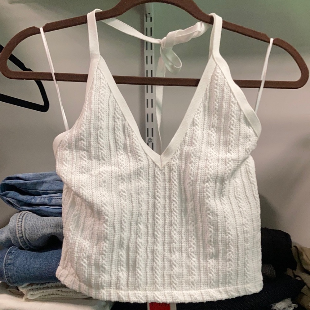 Brand new white knitted Zara halter crop top✨